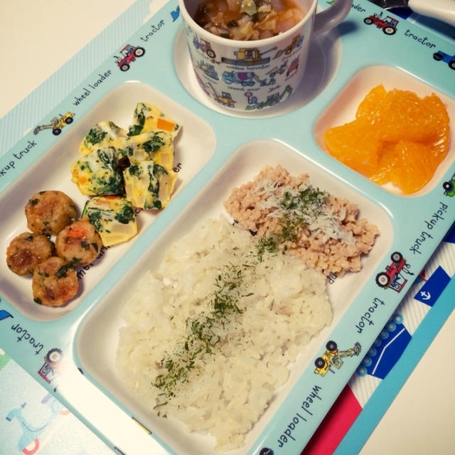 息子の夜ごはん・柑橘類の薄皮