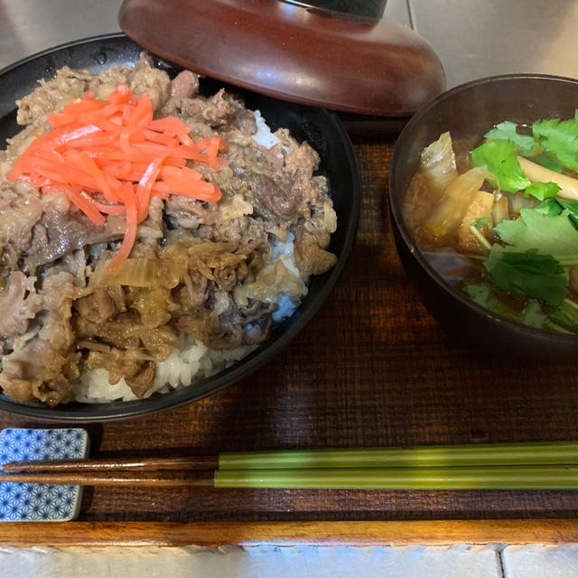 昨日の晩ごはん。簡単に牛丼で♪