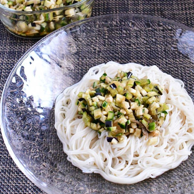 夏野菜とそうめんをおいしくバランスよく♬山形のだし、納豆と！