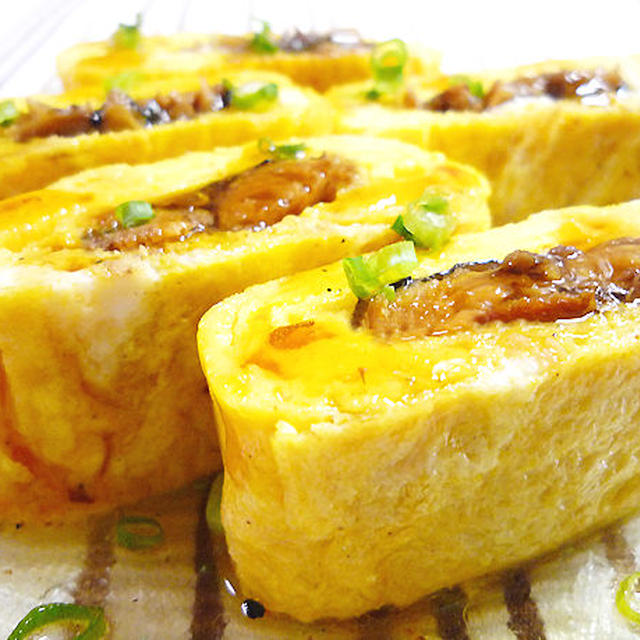 しっかり簡単味付！サンマの蒲焼入り玉子焼♪と献立（肉）