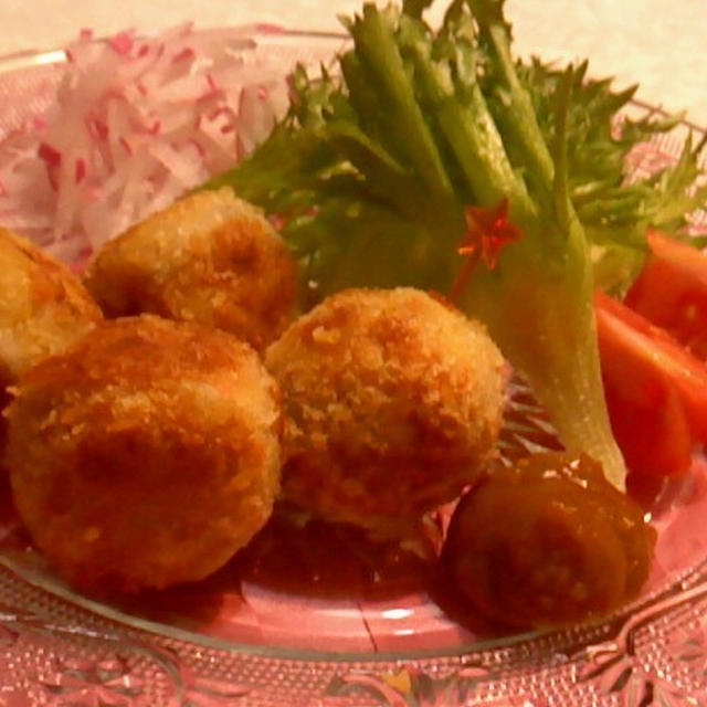 サトイモコロッケ　カレー味噌