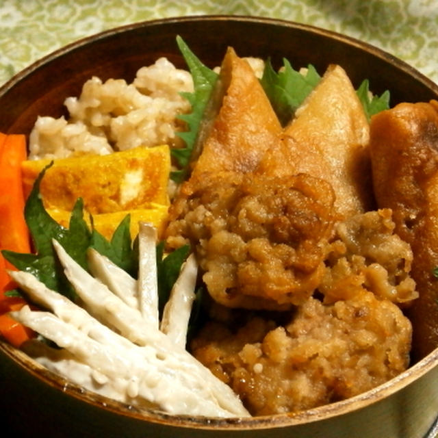 豚の唐揚げ＆春巻弁当