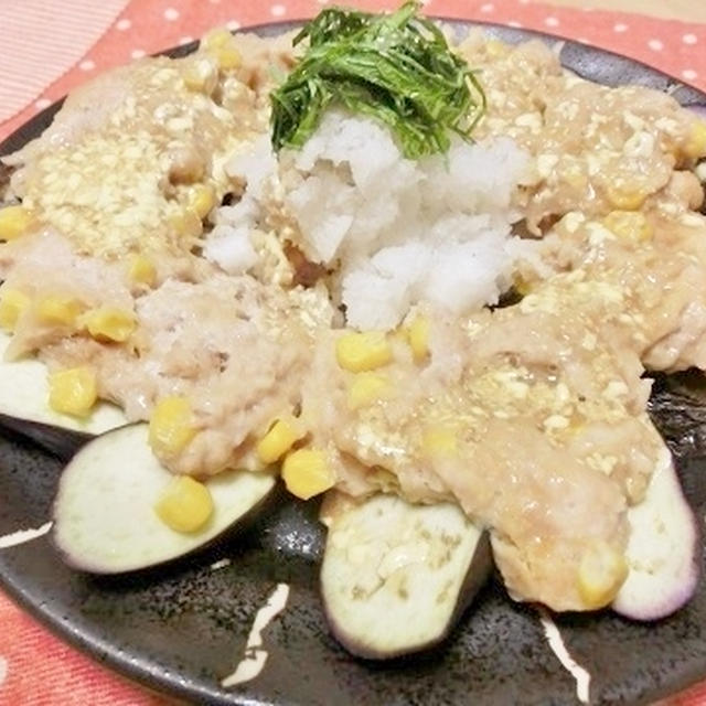 茄子とひき肉のレンジ蒸し