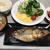 お土産のカレイの干物。麩の味噌汁