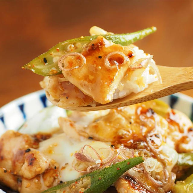 メシ通！「鶏むね肉とオクラのさっぱり甘酢焼き丼」　＆　2024年夏、水連鉢でメダカ爆繁殖中！