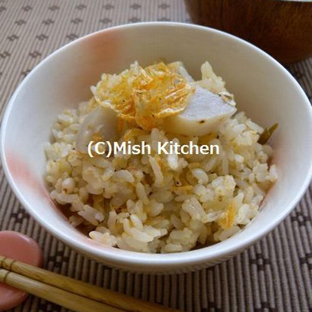 ねっとりお芋をごはんに・・・『里芋と桜えびのごはん（はと麦・あわ）』