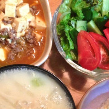 麻婆豆腐と豆乳味噌汁