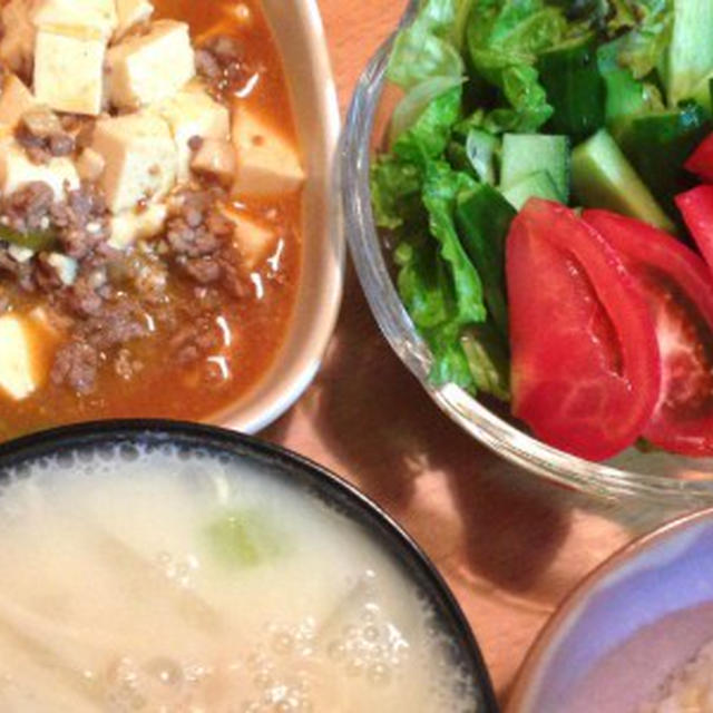 麻婆豆腐と豆乳味噌汁