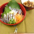 銀丼：鯵の刺身と酢橘飯