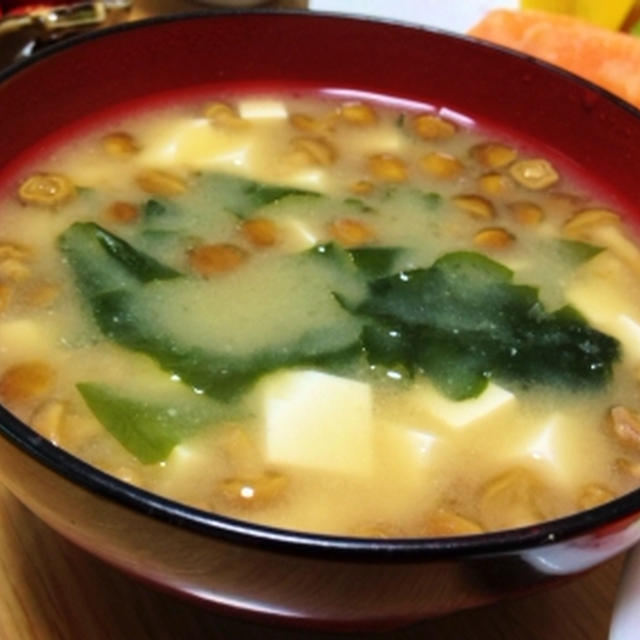 のんちゃんが作っってくれたなめこのお味噌汁♪
