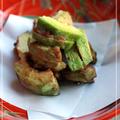 【アボカド梅の米粉揚】?牛肉のたたき／焦がしにんにく醤油仕立て?