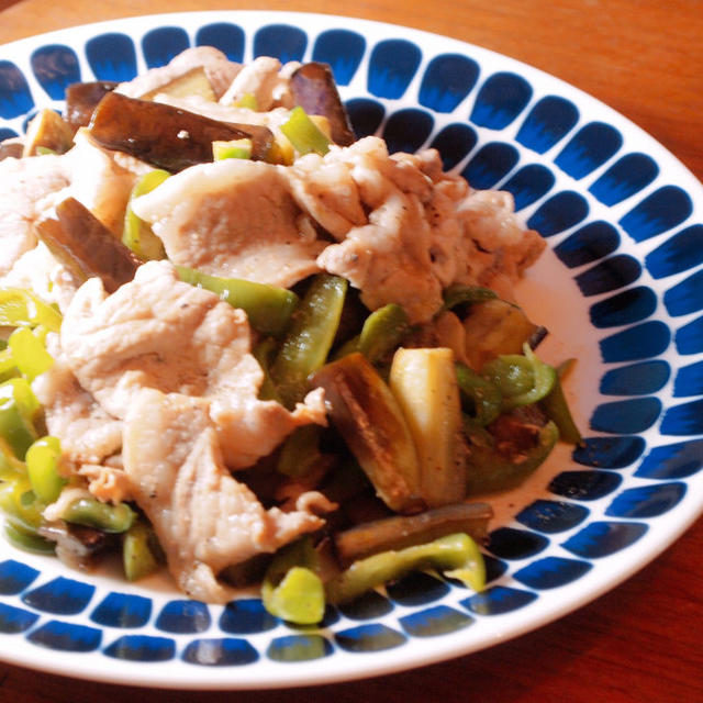 10分！豚なすピーマンの麺つゆ炒め！