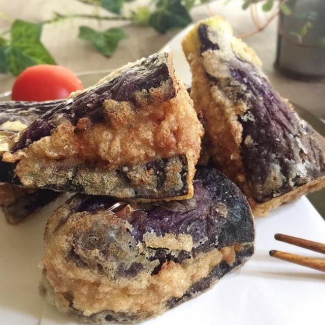 ナスのはさみ揚げ♪夏休みだぁ♪