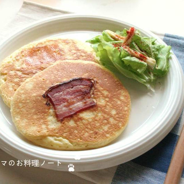 ヨーグルトで作るおかず入りパンケーキで朝ごはん