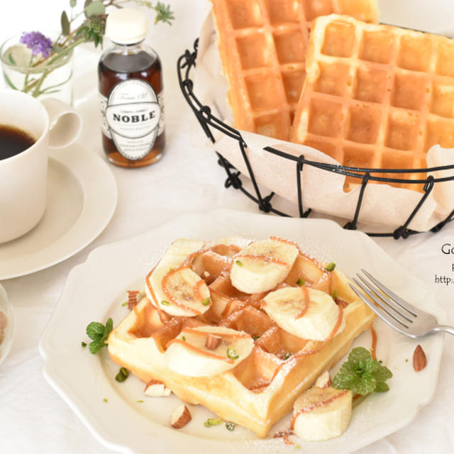 ワッフルで朝ごはん