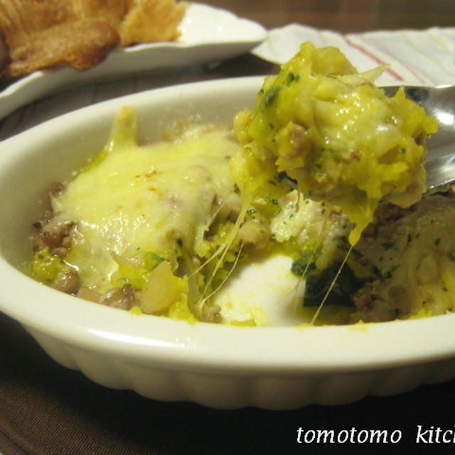 かぼちゃの挽肉のせチーズ焼き