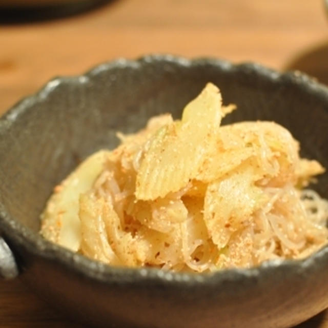 【セロリと白滝の明太だし炒め煮】