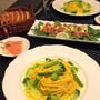 サフラン色のパスタ＆マグロとアボカドのカルパッチョ風