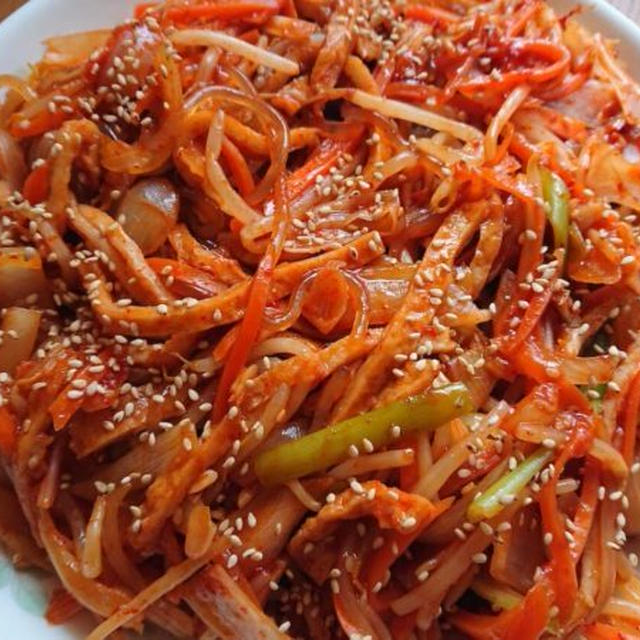 5分で完成！もやしと練り物入り【辛口チャプチェ】韓国の人気レシピ　#釜山式