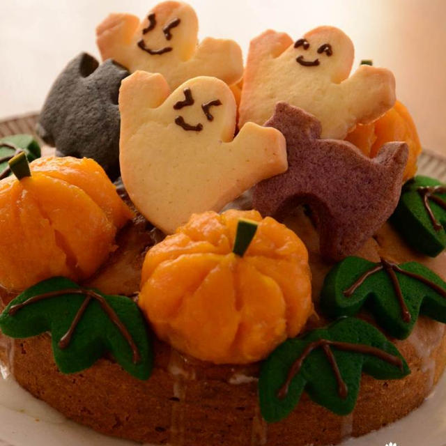 ハロウィンデコケーキ☆パンプキンブレッドで