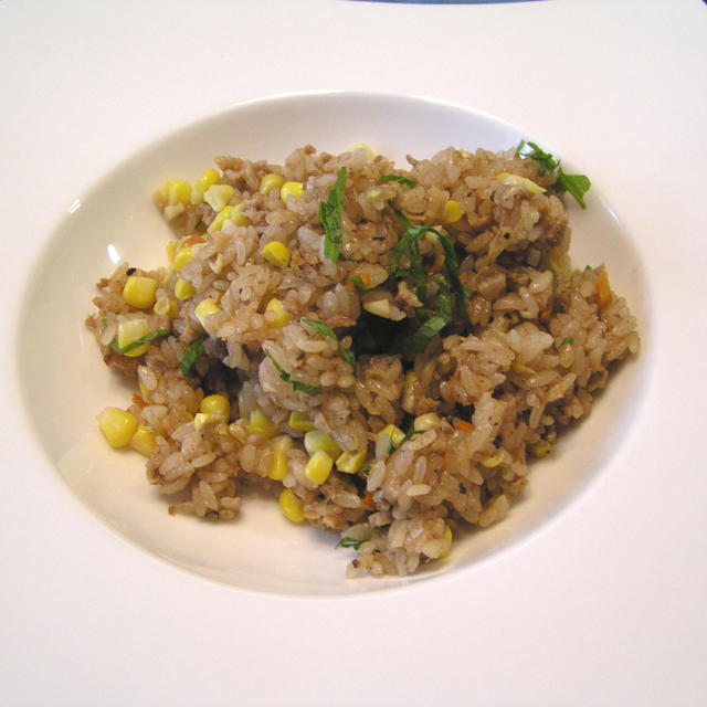 干しエビ入り味噌そぼろ　in 　「トウモロコシと味噌そぼろのおこわ」