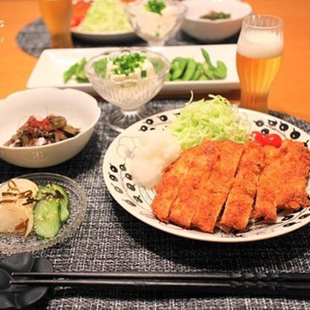『チキンカツ』とストウブで『小さいおかず』の献立。