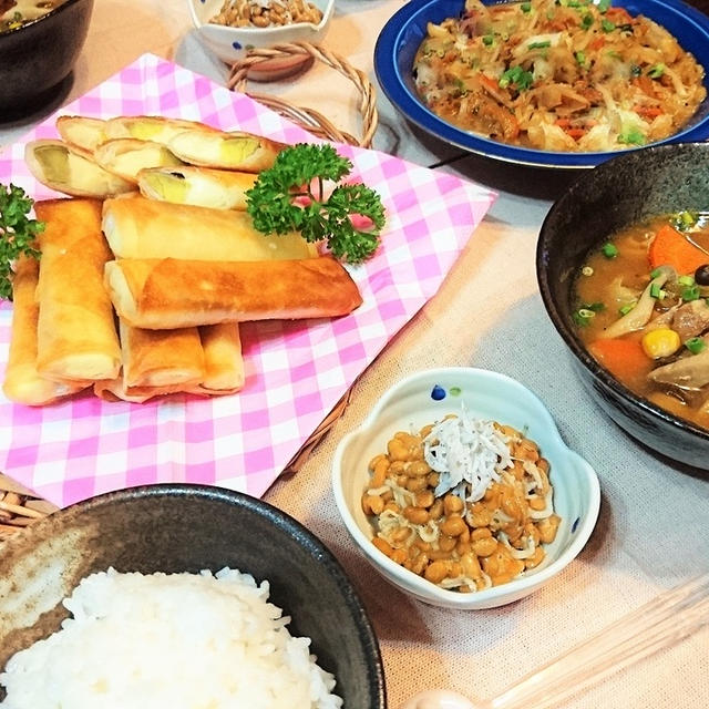 我が家のイチオシ【秋の味覚：きのこ豚汁＆さつま芋チーズステイック】de夕食　＆　窓ガラスがぁ！？