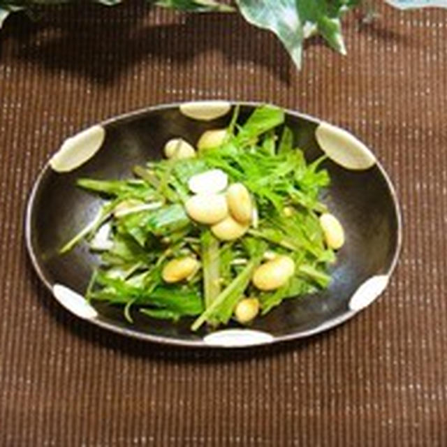 水菜と大豆の中華風和え