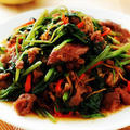 沙茶羊肉空心菜│羊肉とコンシンサイの台湾風サテソース炒め