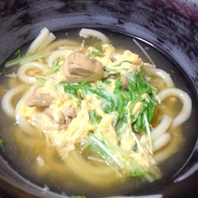 大好きな鶏と水菜のおうどん✨秘密結社⁉️