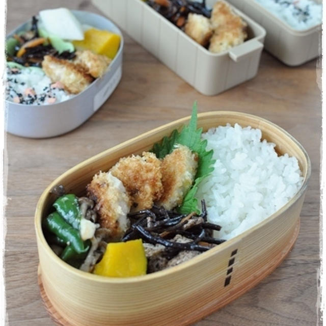 【ささみのマヨカツ弁当、と２代で着たワンピース】