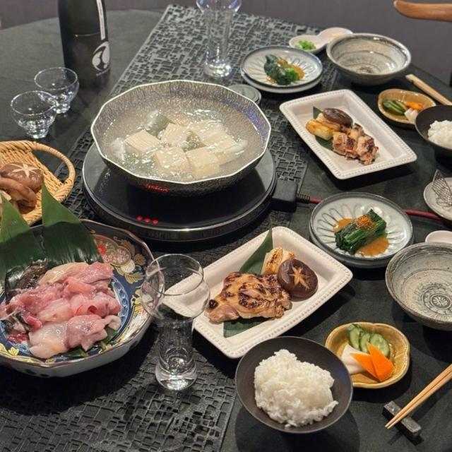 湯豆腐とあんこう鍋と、鶏もも肉の粕漬けの夜ごはん