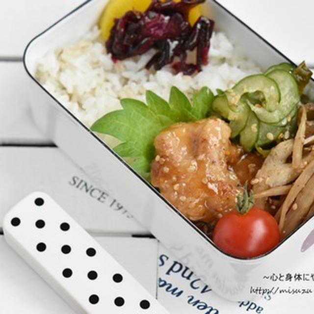 お弁当の詰め方*鶏もも肉の甘酢あん弁当