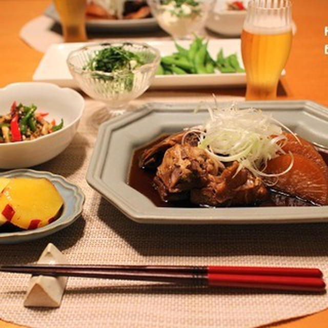 ストウブで『鰤アラ大根』の献立。