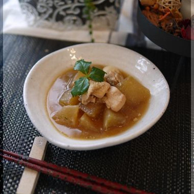 にんにく風味の冬瓜と鶏の味噌煮