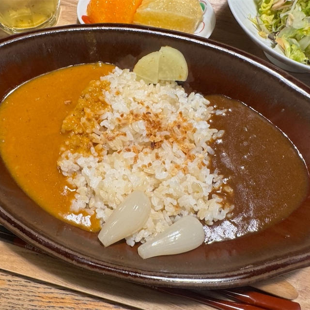 【無印良品のビーフカレーと海老クリームカレーを合がけにしてみた】