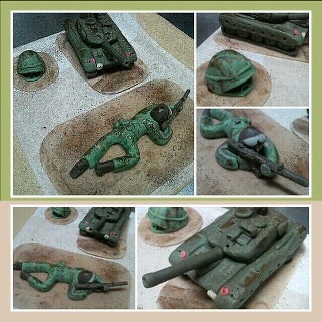 戦車と鉄帽 匍匐前進のマジパン細工 By フードクリエーターシンゴさん レシピブログ 料理ブログのレシピ満載