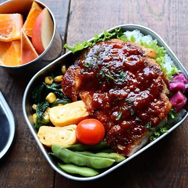甘辛トンテキのっけ弁当♡【#お弁当#のっけ弁】