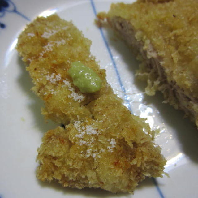 ヒレカツを塩とワサビで食べました。