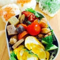 お弁当のおかず☆卵2この厚焼き、筑前煮、鯖みりん