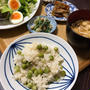 初物 うすいえんどうで「豆ごはん」。