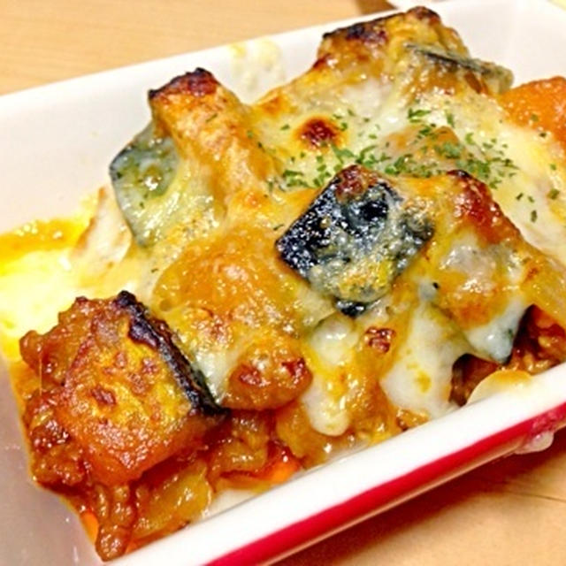カボチャとひき肉のケチャップ風味で夜ご飯♪