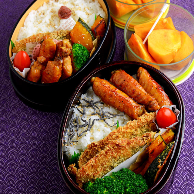 【今日のおべんと】あじフライと手羽中照り焼きのお弁当