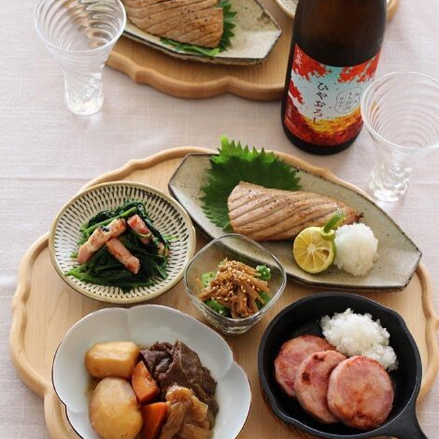 まぐろの塩焼き！肉じゃが！で、おうち居酒屋♪