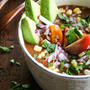 Black Bean Soup with Toppings トッピング山盛りブラックビーンスープ