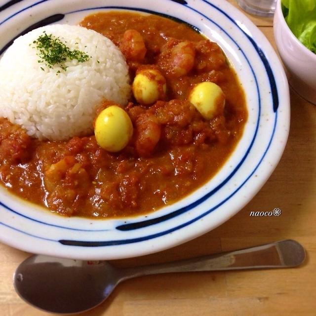 海老とうずらの卵のクリーミィカレー♪