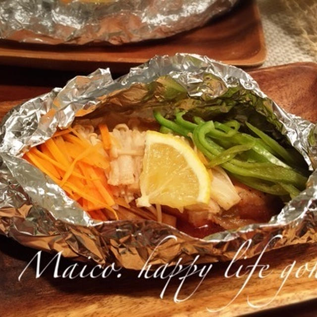 トースターで簡単＊野菜たっぷり＊バターポン酢で鮭のホイル焼き&今日からプレ保育