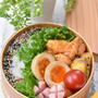 中学生男子弁当｜鶏もも肉の中華風ケチャップ煮｜さつま芋の甘辛炒め｜煮玉子