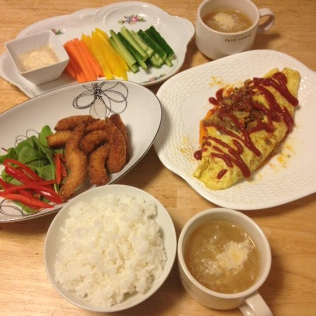 昨夜はポテトとひき肉入りオムレツなど～