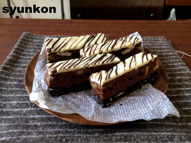 【バレンタインに】レンジで！３層のくるみ入り生チョコケーキ(ホワイトチョコ版）